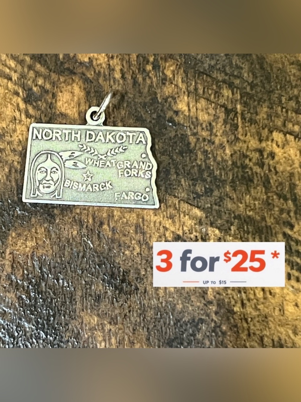 North Dakota  Sterling Silver State Charm bracelet